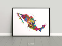 Mexico Map Watercolor Print Map Travel Gift Wall Art Wedding Gift Poster House Wall Decor Art Home Decor Housewarming Gift Wall Hanging-1730