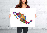 Mexico Map Watercolor Print Map Travel Gift Wall Art Wedding Gift Poster House Wall Decor Art Home Decor Housewarming Gift Wall Hanging-1730