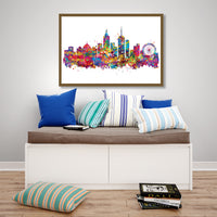 Melbourne Skyline Watercolor Print Travel Art Print Cityscape Poster AUS Wall Art Decor Art Housewarming Gift Office Decor Wall Hanging-1682