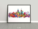 Melbourne Skyline Watercolor Print Travel Art Print Cityscape Poster AUS Wall Art Decor Art Housewarming Gift Office Decor Wall Hanging-1682