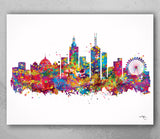 Melbourne Skyline Watercolor Print Travel Art Print Cityscape Poster AUS Wall Art Decor Art Housewarming Gift Office Decor Wall Hanging-1682