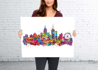 Melbourne Skyline Watercolor Print Travel Art Print Cityscape Poster AUS Wall Art Decor Art Housewarming Gift Office Decor Wall Hanging-1682