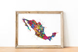 Mexico Map Watercolor Print Map Travel Gift Wall Art Wedding Gift Poster House Wall Decor Art Home Decor Housewarming Gift Wall Hanging-1730