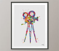 Movie Camera Watercolor Print Movie Director Poster Wall Art Decor Art Home Decor Wall Hanging Retro Camera Art Photography Art Decor-128