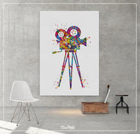 Movie Camera Watercolor Print Movie Director Poster Wall Art Decor Art Home Decor Wall Hanging Retro Camera Art Photography Art Decor-128