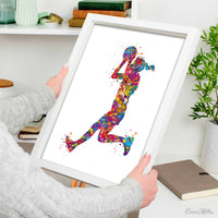 Netball Player Watercolor Print Netball Woman Female Girl Netball Gift Personalised Gift Poster Sports Netball Team Coach Wall Art-1884