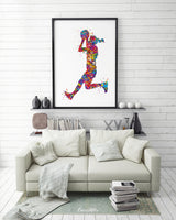 Netball Player Watercolor Print Netball Woman Female Girl Netball Gift Personalised Gift Poster Sports Netball Team Coach Wall Art-1884