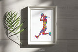 Netball Player Watercolor Print Netball Woman Female Girl Netball Gift Personalised Gift Poster Sports Netball Team Coach Wall Art-1884