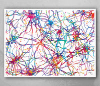 Neural Synapses Watercolor Print Abstract Medical Art Science Neurology Brain Cell Psychiatry Therapy Doctor Poster Neuron Wall Art-1820