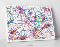 Neural Synapses Watercolor Print Abstract Medical Art Science Neurology Brain Cell Psychiatry Therapy Doctor Poster Neuron Wall Art-1820