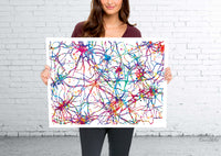 Neural Synapses Watercolor Print Abstract Medical Art Science Neurology Brain Cell Psychiatry Therapy Doctor Poster Neuron Wall Art-1820