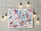 Neural Synapses Watercolor Print Abstract Medical Art Science Neurology Brain Cell Psychiatry Therapy Doctor Poster Neuron Wall Art-1820