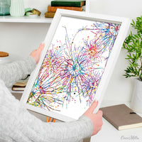 Neural System Watercolor Print Abstract Medical Art Science Neurology Brain Cell Psychiatry Doctor Poster Neural Synapse Wall Art Decor-1821