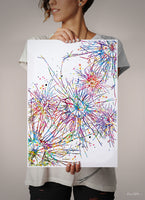 Neural System Watercolor Print Abstract Medical Art Science Neurology Brain Cell Psychiatry Doctor Poster Neural Synapse Wall Art Decor-1821
