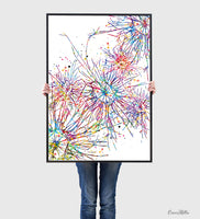 Neural System Watercolor Print Abstract Medical Art Science Neurology Brain Cell Psychiatry Doctor Poster Neural Synapse Wall Art Decor-1821