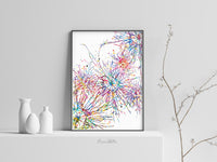 Neural System Watercolor Print Abstract Medical Art Science Neurology Brain Cell Psychiatry Doctor Poster Neural Synapse Wall Art Decor-1821