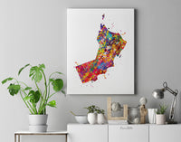 Oman Watercolor Map Travel Home Art Print Wall Wedding Gift Poster Housewarming Gift Oman map Wall Decor Home Decor Wall Hanging-1855