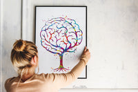Brain Tree Anatomy Watercolor Print Medical Art Science Art Wall Decor Wall Art Neurology Human Brain Doctor Gift Science Wall Hanging-1842