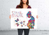 Pregnant Woman Quote Watercolor Print Pregnancy Mom Gift Butterfly Obstetrician Nursing Baby Shower New Mum Mother Gift Midwife Gift-1698