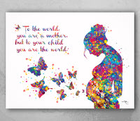Pregnant Woman Quote Watercolor Print Pregnancy Mom Gift Butterfly Obstetrician Nursing Baby Shower New Mum Mother Gift Midwife Gift-1698