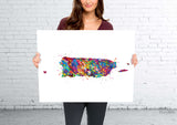 Puerto Rico Map Watercolor Print Map of Puerto Rico Decor Wanderlust Wall Art Housewarming Gift Puerto Rican Wall Decor Wall Hanging-1760