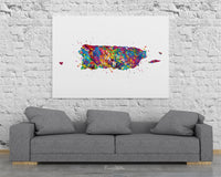 Puerto Rico Map Watercolor Print Map of Puerto Rico Decor Wanderlust Wall Art Housewarming Gift Puerto Rican Wall Decor Wall Hanging-1760