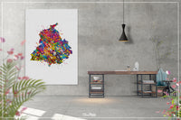 Punjab Map Watercolor Print India Wall Art Wedding Gift Honeymoon Gift Map Wall Hanging State Housewarming Gift Travel Home Wall Decor-1157