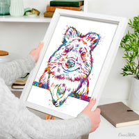 Quokka Watercolor Print Art Wall Art Poster Nursery Wall Decor Housewarming Gift Cute Animal Poster Happy Australian Animal Wall Art-1882