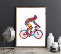 Road Biker Watercolor Print Road Cyclist Gift Biker Poster Personalised Gift Cycling Biking Bike Wall Art Bicycling Bicycle Wall Art-1783