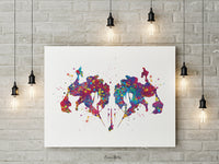Rorschach inkblot Art Abstract Watercolor Print Psychology Psychiatry Wall Art Psychotherapist Black White Art Medical Art Clinic Decor-1795