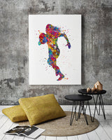 Rugby Player Girl Watercolor Print Gift Female Woman Girls Rugby Player Bedroom Decor Sports Poster Wall Art Wall Decor Sport Wall Art-1726