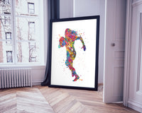 Rugby Player Girl Watercolor Print Gift Female Woman Girls Rugby Player Bedroom Decor Sports Poster Wall Art Wall Decor Sport Wall Art-1726