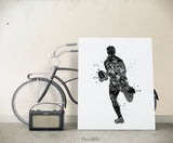 Rugby Player Set of 3 BW Watercolor Print Rugby Player Man Boy Sports Fan Gift Nursery Dorm Room Rugby Ball Poster Wall Art Wall Decor-1701