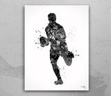 Rugby Player Set of 3 BW Watercolor Print Rugby Player Man Boy Sports Fan Gift Nursery Dorm Room Rugby Ball Poster Wall Art Wall Decor-1701