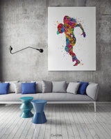 Rugby Player Girl Watercolor Print Gift Female Woman Girls Rugby Player Bedroom Decor Sports Poster Wall Art Wall Decor Sport Wall Art-1726