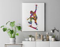 Skateboarder Watercolor Print Skateboard Street Sport Art Wall Art Wall Decor Girls or Boys Room Home Decor Nursery Skateboarding-1693