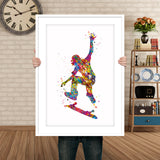 Skateboarder Watercolor Print Skateboard Street Sport Art Wall Art Wall Decor Girls or Boys Room Home Decor Nursery Skateboarding-1693