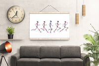 Skeleton Running Phases Watercolor Print Skeletal System Poster Clinic Physical Therapist Runner Sport Human Bones Anatomy Medical Art-1822