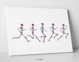 Skeleton Running Phases Watercolor Print Skeletal System Poster Clinic Physical Therapist Runner Sport Human Bones Anatomy Medical Art-1822