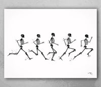 Skeleton Running Phases Watercolor Print Skeletal System Poster Clinic Physical Therapist Runner Sport Human Bones Anatomy Medical Art-1828