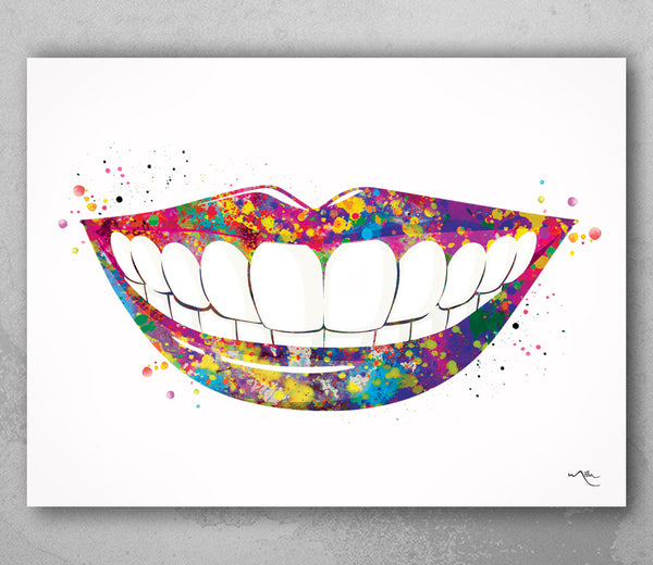 Smiling Mouth Dentist Art Watercolor Print Tooth Teeth Dental Office Tooth Bracelet Dentistry Dental Art Clinic Orthodontic Orthodontist-747