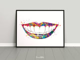 Smiling Mouth Dentist Art Watercolor Print Tooth Teeth Dental Office Tooth Bracelet Dentistry Dental Art Clinic Orthodontic Orthodontist-747