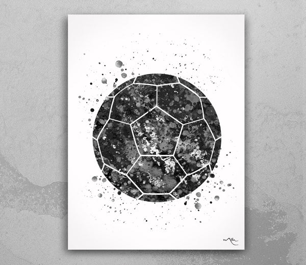 Soccer Ball Watercolor Print Soccer Man Soccer Boy Nursery Football Ball Poster Wall Art Wall Decor Black White Art Sport Wall Art-1788