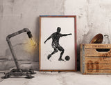 Soccer Player Set of 3 Black and White Watercolor Print Soccer Football Man Boy Sports Nursery Dorm Room Sport Poster Wall Art Decor-1790