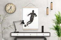 Soccer Player Man BW Watercolor Print Running Soccer Boy Nursery Football Poster Wall Art Wall Decor Run With Your Heart Sport Wall Art-1787