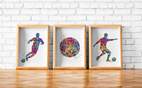 Soccer Player Set of 3 Watercolor Print Soccer Football Man Boy Sports Fan Gift Nursery Dorm Room Sport Poster Gift Wall Art Wall Decor-1880