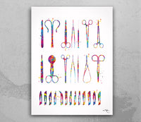 Surgical Tools Watercolor Print Medical Tools Wall Art Nurse Gift Medical Art Science Art Clinic Decor Gift for Doctor Surgeon Gift Art-1846
