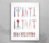 Surgical Tools Watercolor Print Medical Tools Wall Art Nurse Gift Medical Art Science Art Clinic Decor Gift for Doctor Surgeon Gift Art-1846