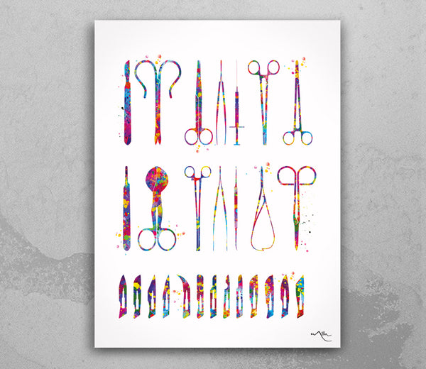 Surgical Tools Watercolor Print Medical Tools Wall Art Nurse Gift Medical Art Science Art Clinic Decor Gift for Doctor Surgeon Gift Art-1846