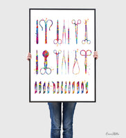 Surgical Tools Watercolor Print Medical Tools Wall Art Nurse Gift Medical Art Science Art Clinic Decor Gift for Doctor Surgeon Gift Art-1846
